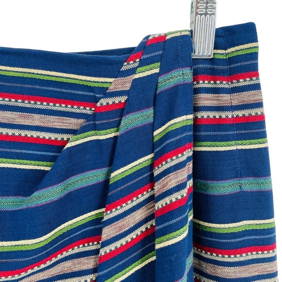 Liz Wear Vintage Striped Cotton Button Velcro Closure Wrap Around Skirt - Sz 10P - Picture 5 of 13